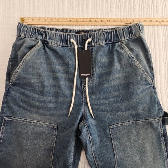 NWT True Religion Vinny Ultra Baggy Carpenter Pants Men's 36x32 Med Wash Blue - Picture 7 of 16
